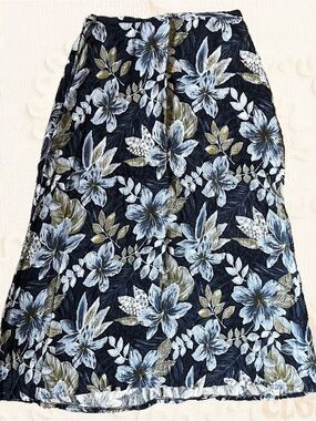 Vintage East West Blue Floral Tropical Skirt Womens Small